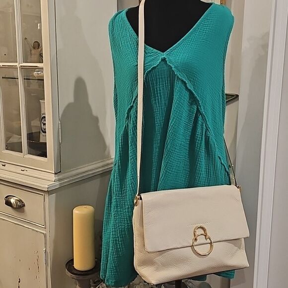 VINCE CAMUTO Plum White Pebbled Leather Shoulder Bag NWOT - Picture 5 of 11